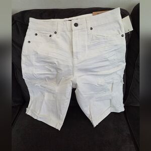 Men’s Aeropostale Brand White/Beige Cutoff Distressed Denim Shorts Size 30 Waist